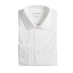 Men's Haggar Slim-Fit Premium Comfort Spread-Collar Dress Shirt -Cotton Sales Store 5061175 White Navy Dot
