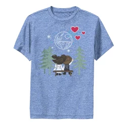 Boys 8-20 Star Wars Han And Leia Death Star Hearts Performance Graphic Tee