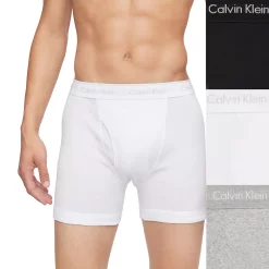 Men's Calvin Klein 3-Pack Cotton Classics Boxer Briefs -Cotton Sales Store 5094301 Black Grey White
