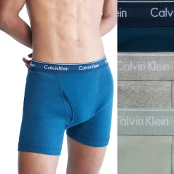 Men's Calvin Klein 3-Pack Cotton Classics Boxer Briefs -Cotton Sales Store 5094301 Classic Navy Sage