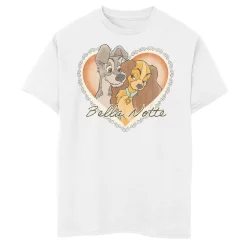 Disney's Lady & The Tramp Boys 8-20 Vintage Valentine Graphic Tee -Cotton Sales Store 5096760 White