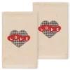 Linum Home Textiles Love Hearts Embroidered Luxury Turkish 2-pack Cotton Hand Towels Set -Cotton Sales Store 5159745 Sand