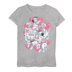 Girls 7-16 Disney 101 Dalmatians Valentine's Day Puppies & Hearts Graphic Tee