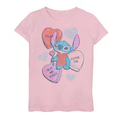 Girls 7-16 Disney Lilo & Stitch Valentine's Day Stitch Candy Hearts Graphic Tee