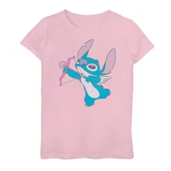 Girls 7-16 Disney Lilo & Stitch Valentine's Day Stitch Cupid Graphic Tee