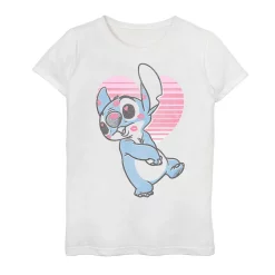 Girls 7-16 Disney Lilo & Stitch Valentine's Day Stitch Retro Heart Graphic Tee