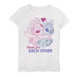 Girls 7-16 Disney Lilo & Stitch Valentine's Day Stitch & Angel Graphic Tee