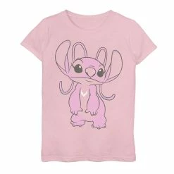 Girls 7-16 Disney Lilo & Stitch Valentine's Day Angel Portrait Graphic Tee