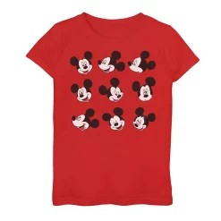Girls 7-16 Disney Mickey And Friends Mickey Mouse Faces Grid Graphic Tee -Cotton Sales Store 5174489 Red