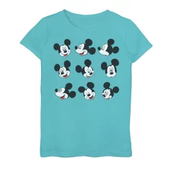 Girls 7-16 Disney Mickey And Friends Mickey Mouse Faces Grid Graphic Tee -Cotton Sales Store 5174489 Tahiti Blue