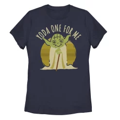 Juniors' Star Wars Yoda One For Me Yellow Hue Portrait Tee