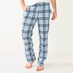 Men's Sonoma Goods For Life® Knit Pajama Pants -Cotton Sales Store 5271170 Blues Plaid White