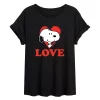 Juniors' Peanuts Love Snoopy Flowy Tee -Cotton Sales Store 5594790