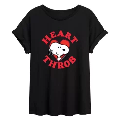 Juniors' Peanuts Heart Throb Flowy Tee