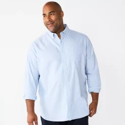 Big & Tall Sonoma Goods For Life® Perfect Length Button-Down Shirt -Cotton Sales Store 5640498 Blue Oxford