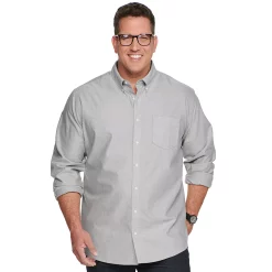 Big & Tall Sonoma Goods For Life® Perfect Length Button-Down Shirt -Cotton Sales Store 5640498 Gray