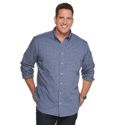 Big & Tall Sonoma Goods For Life® Perfect Length Button-Down Shirt -Cotton Sales Store 5640498 Gray Gingham