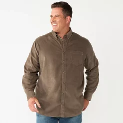 Big & Tall Sonoma Goods For Life® Perfect Length Button-Down Shirt -Cotton Sales Store 5640498 Khaki