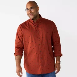 Big & Tall Sonoma Goods For Life® Perfect Length Button-Down Shirt -Cotton Sales Store 5640498 Sienna