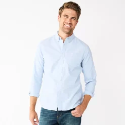 Men's Sonoma Goods For Life® Perfect-Length Button-Down Shirt 44 Men's Sonoma Goods For Life® Perfect-Length Button-Down Shirt -Cotton Sales Store 5642085 Blue Oxford