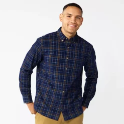 Men's Sonoma Goods For Life® Perfect-Length Button-Down Shirt 37 Men's Sonoma Goods For Life® Perfect-Length Button-Down Shirt -Cotton Sales Store 5642085 Blue Plaid Check