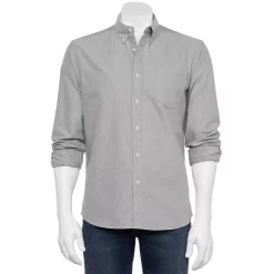 Men's Sonoma Goods For Life® Perfect-Length Button-Down Shirt 32 Men's Sonoma Goods For Life® Perfect-Length Button-Down Shirt -Cotton Sales Store 5642085 Gray