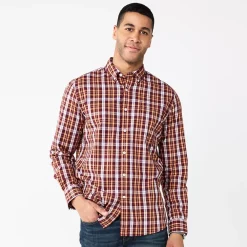 Men's Sonoma Goods For Life® Perfect-Length Button-Down Shirt 39 Men's Sonoma Goods For Life® Perfect-Length Button-Down Shirt -Cotton Sales Store 5642085 Orange Plaid
