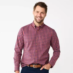 Men's Sonoma Goods For Life® Perfect-Length Button-Down Shirt 48 Men's Sonoma Goods For Life® Perfect-Length Button-Down Shirt -Cotton Sales Store 5642085 Red Blue Check