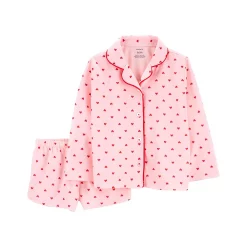 Toddler Girl Carter's Hearts Button Front Shirt & Shorts Pajamas
