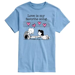 Men's Peanuts Valentine Piano Tee -Cotton Sales Store 5954189 Blue