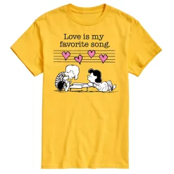 Men's Peanuts Valentine Piano Tee -Cotton Sales Store 5954189 Yellow