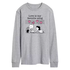 Men's Peanuts Valentines Piano Long Sleeve Tee