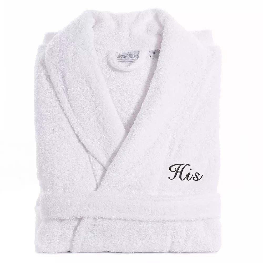 Men's Linum Home Textiles Turkish Cotton Embroidered ''His'' Terry Bathrobe 5 Men's Linum Home Textiles Turkish Cotton Embroidered ''His'' Terry Bathrobe - Image 3