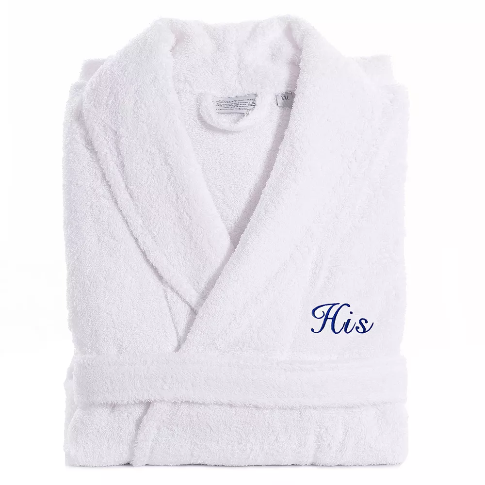 Men's Linum Home Textiles Turkish Cotton Embroidered ''His'' Terry Bathrobe 3 Men's Linum Home Textiles Turkish Cotton Embroidered ''His'' Terry Bathrobe
