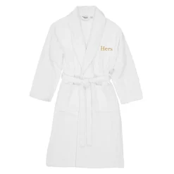 Women's Linum Home Textiles Turkish Cotton Embroidered ''Hers'' Terry Bathrobe -Cotton Sales Store 5967019 ALT2