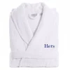 Women's Linum Home Textiles Turkish Cotton Embroidered ''Hers'' Terry Bathrobe -Cotton Sales Store 5967019 Navy
