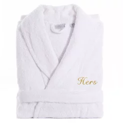 Women's Linum Home Textiles Turkish Cotton Embroidered ''Hers'' Terry Bathrobe -Cotton Sales Store 5967035 Gold
