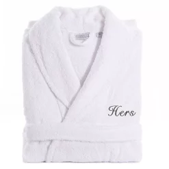 Women's Linum Home Textiles Turkish Cotton Embroidered ''Hers'' Terry Bathrobe -Cotton Sales Store 5967035 Gray