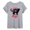 Juniors' "At Least My Cat Loves Me" Oversized Tee -Cotton Sales Store 6030052