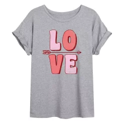 Juniors' Retro Love Arrow Oversized Tee