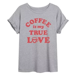 Juniors' "Coffee Is My True Love" Oversized Tee