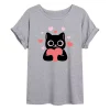 Juniors' Cat With Hearts Oversized Tee -Cotton Sales Store 6030057