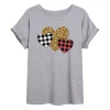 Juniors' Patterned Hearts Oversized Tee -Cotton Sales Store 6030058