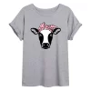 Juniors' Cow Heart Bandana Oversized Tee -Cotton Sales Store 6030060