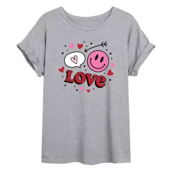 Juniors' Valentine's Day Doodle Collage Oversized Tee