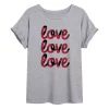 Juniors' Plaid "Love" Oversized Tee -Cotton Sales Store 6030067