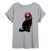 Juniors' Valentine's Day Cat Oversized Tee -Cotton Sales Store 6030068