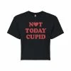 Juniors' "Not Today Cupid" Valentine's Day Cropped Tee -Cotton Sales Store 6030165