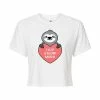 Juniors' "I Luv U Slow Much" Sloth Cropped Tee -Cotton Sales Store 6030172