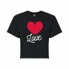Juniors' "Love" Heart Cropped Tee -Cotton Sales Store 6030174